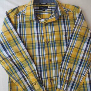 Nautica Boys Button Down | Plaid | Yellow/Blue | Size 8
